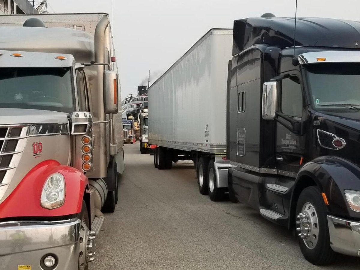 a truck is parked on the side of a road
